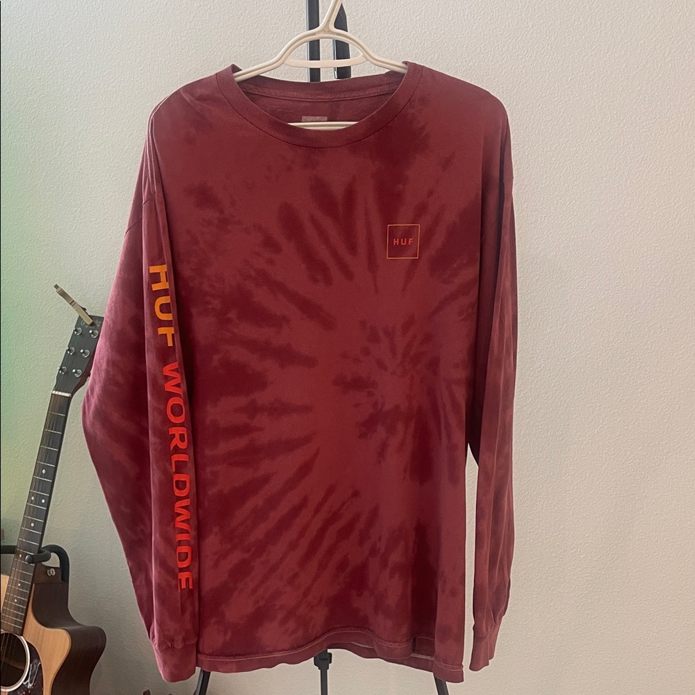 HUF Burgundy Tie-Dye Long Sleeve Tee